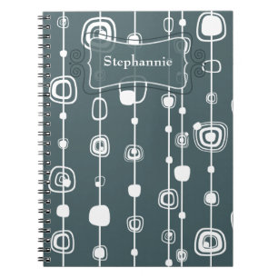 Retro Blue Squares 1950 Spiral Notebook der 70er J Notizblock