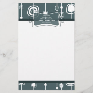 Retro Blue Squares Letterhead Stationery der 70er Briefpapier