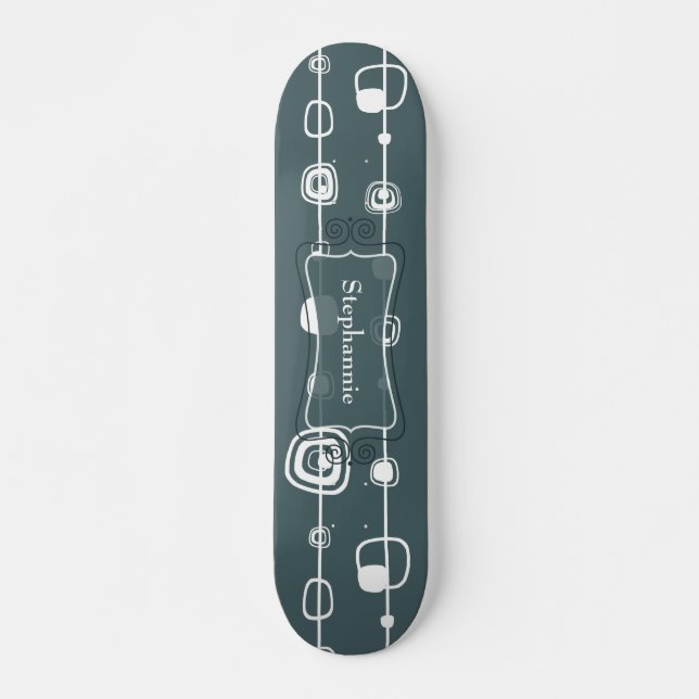 Retro Blue Squares Old School Skateboard der 70er  (Vorne)