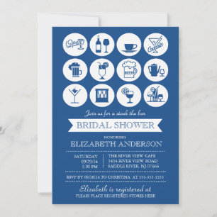 Retro Blue Stock der Bar Bridal Dusche Einladung