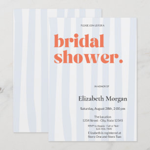 Retro Blue Stripes Einfaches Brautparty Einladung