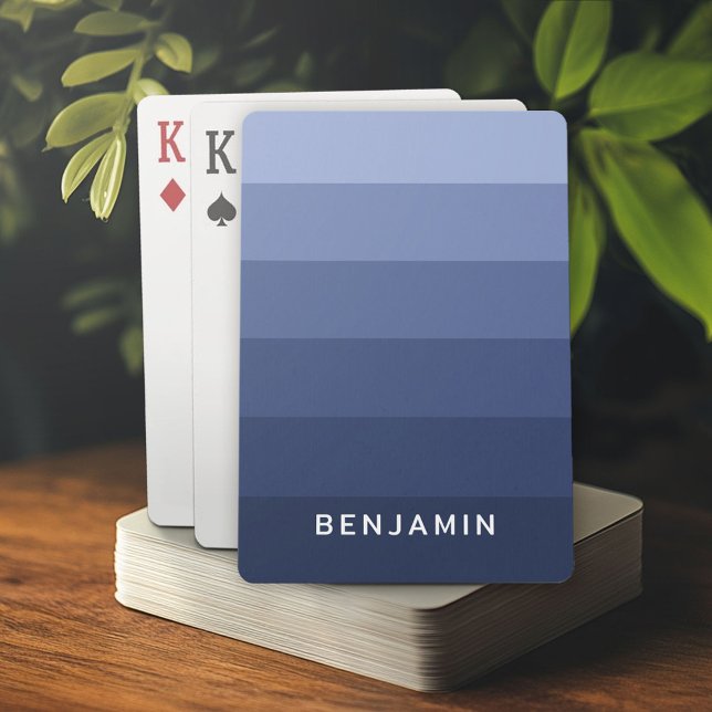 Retro Blue Stripes mit einfachem seriellen Sans-Na Spielkarten (Custom Playing Cards)
