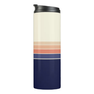 Retro Blue und Peach Strip Travel Mug Thermosbecher