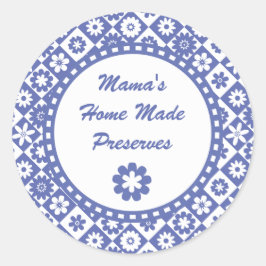 Retro Blue und White Canning Jar Labels Runder Aufkleber