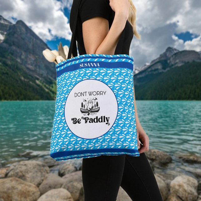 Retro Blue Water Pattern Canoe Otter Personalisier (Von Creator hochgeladen)