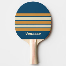 Retro Blue Wave Across Striping with Name Tischtennis Schläger