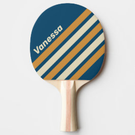 Retro Blue Wave Angled Striping with Name Tischtennis Schläger