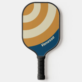 Retro Blue Wave Circle Streifen mit Namen Pickleball Schläger
