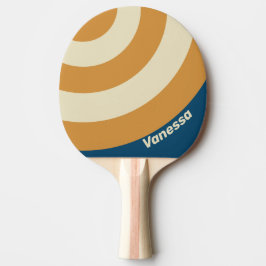 Retro Blue Wave Circle Stripe with Name Tischtennis Schläger