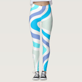 Retro Blue Waves Leggings