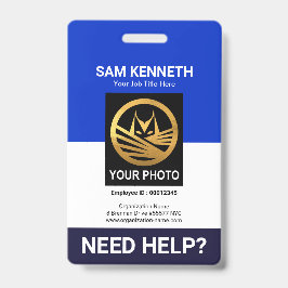 Retro Blue White Column Medizinisches Personal ID  Ausweis