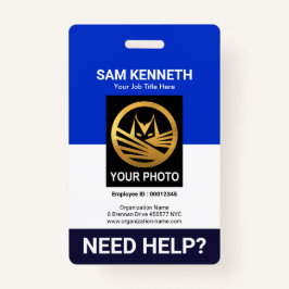 Retro Blue White Column Medizinisches Personal ID  Ausweis