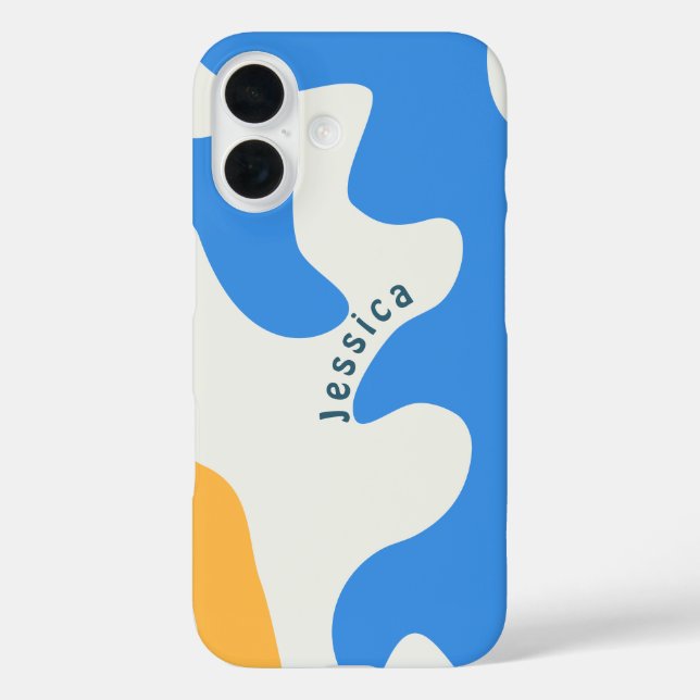 Retro Blue Yellow Green Bio Name Case-Mate iPhone Hülle (Rückseite)