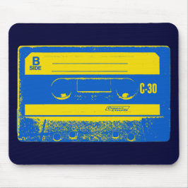Retro Blue & Yellow Kassettenband Mousepad