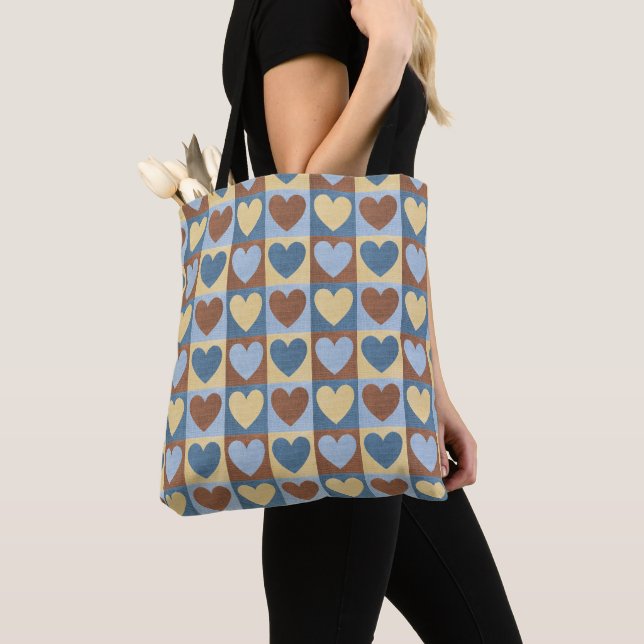 Retro Blue Yellow Tan Hearts Muster (Von Nahem)