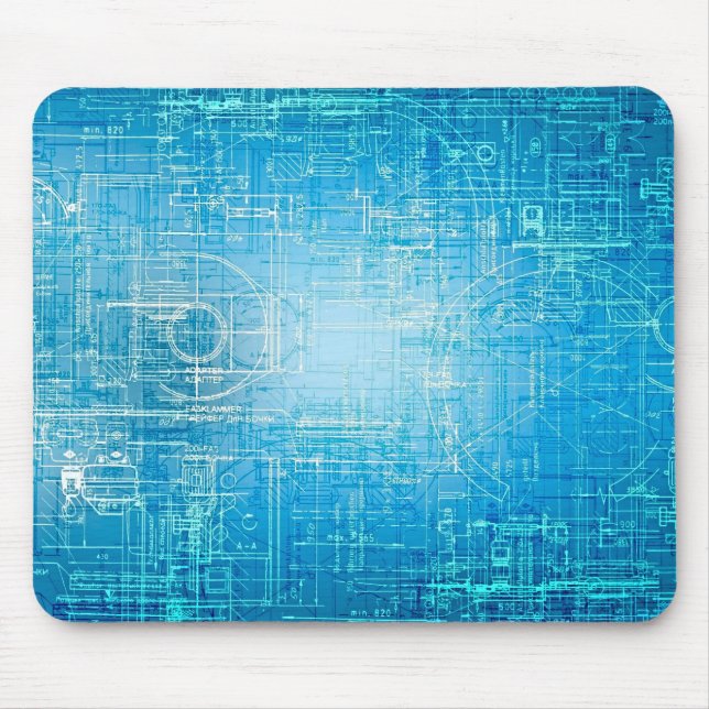 Retro Blueprint Artistic Mouse Pad Mousepad (Vorne)