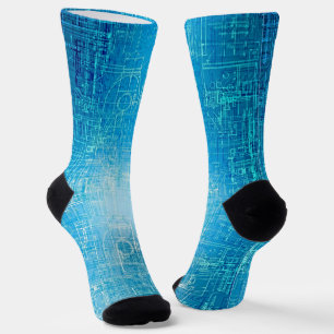 Retro Blueprint Socks - Stil erfüllt Komfort Socken