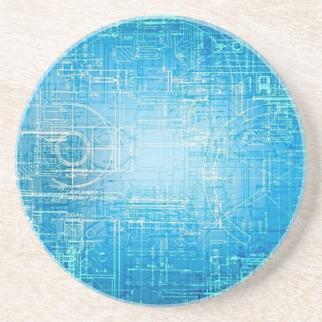 Retro Blueprint Untersetzer - Art Meetings Funktio (Vorne)