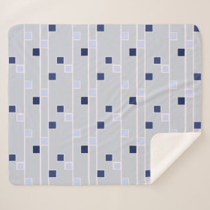 Retro Blues Streifen und Quadrate Sherpadecke