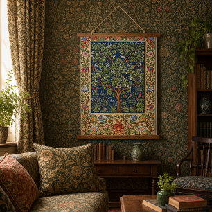 Retro-Blühender Baum von Dearle für William Morris Wandteppich Mit Holzrahmen