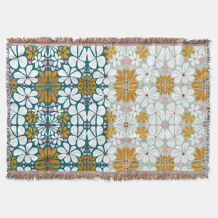 Retro-Blume 70er Groovy grünes Throw Blanket Decke