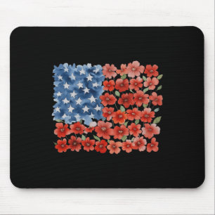 Retro-Blume Amerikanische Flagge USA Patriotisch 4 Mousepad