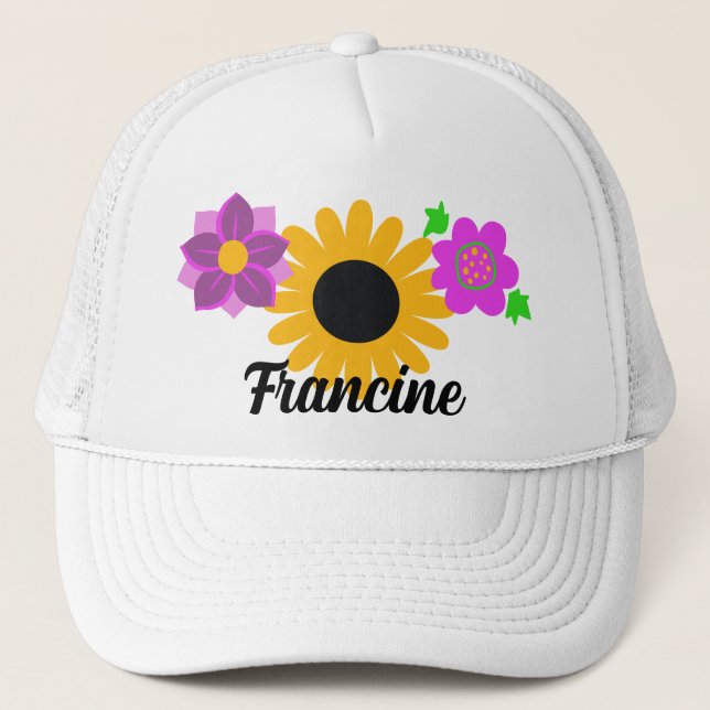 Retro-Blume anpassbar Truckerkappe (Vorderseite)