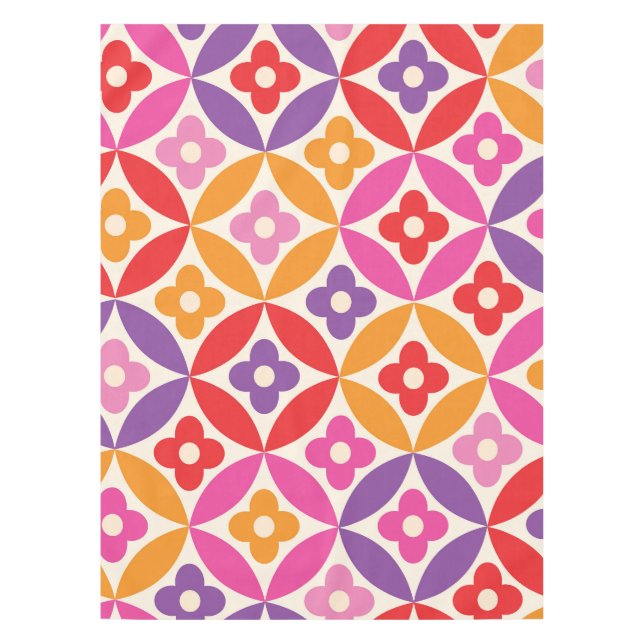 Retro-Blume auf dem Muster des Mittelzentrums Tischdecke (Vorderseite)