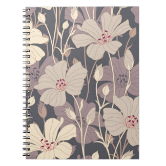 Retro-Blume auf dunklem Hintergrund in nahtlosem R Notizblock