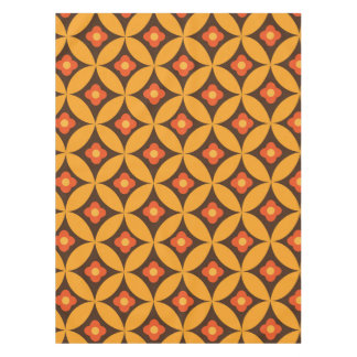 Retro-Blume auf orangefarbenen Kreisen des mittler Tischdecke