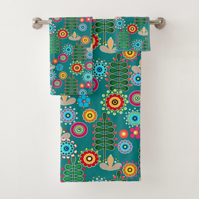 Retro, Blume Badhandtuch Set (Insitu)