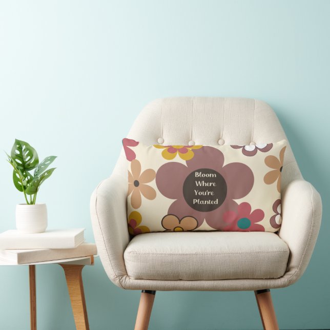 Retro-Blume "Bloom where you are Planted" Lendenkissen (Stuhl )