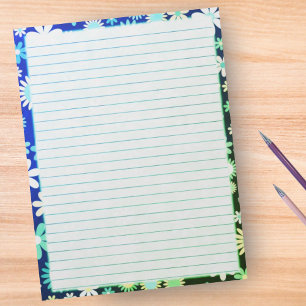 Retro-Blume Blumenrinde auf blaugrüner Linse Notizblock