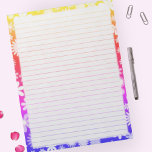 Retro-Blume Border auf Vintagem Regenbogen Liniert Notizblock<br><div class="desc">Dieses Design zeichnet sich durch einen hellen Retro-bunten,  blumigen Regenbogen-Rahmen auf einem Vintagen Regenbogen-Hintergrund aus.</div>