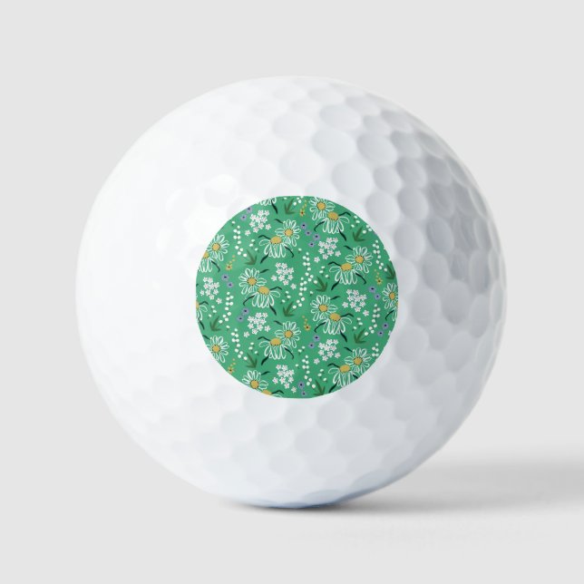 Retro-Blume, botanisches Nahtloses Muster. Golfball (Vorderseite)