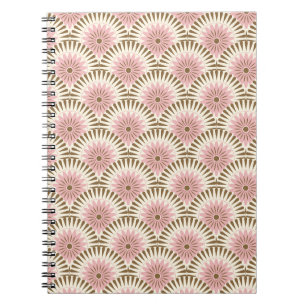 Retro-Blume des Sonnenaufgangs - rosa und braun Notizblock