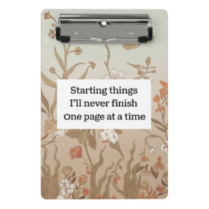 Retro-Blume, die Dinge beginnen, die ich nie beend Mini Klemmbrett