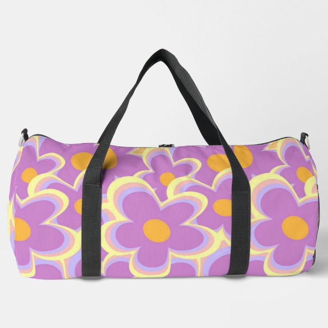 Retro-Blume Duffle Bag (Vorderseite)