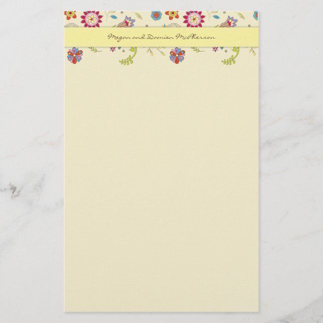 Retro-Blume ・ Gelb ・ Stationierung Briefpapier (Vorderseite)