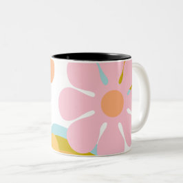Retro Blume Groovy Hippie 60er 70er Zweifarbige Tasse