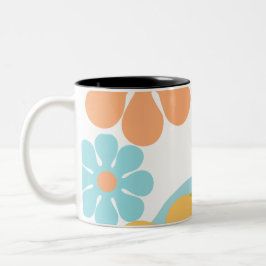 Retro Blume Groovy Hippie 60er 70er Zweifarbige Tasse