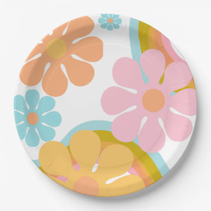 Retro Blume Groovy Hippie 60er Birthday Pappteller