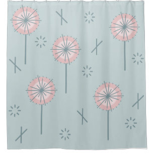 Retro-Blume grün rosa Duschvorhang