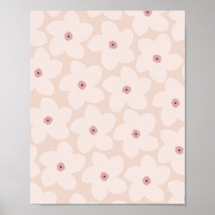 Retro-Blume in Rosa Poster