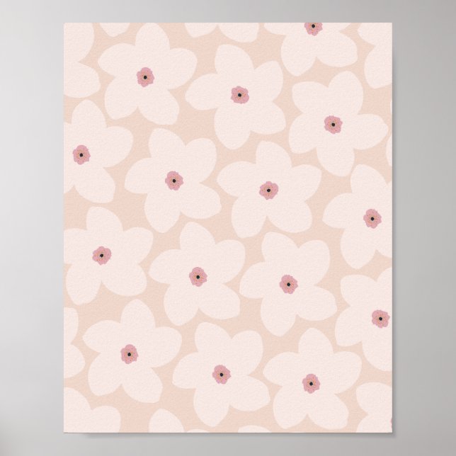 Retro-Blume in Rosa Poster (Vorne)