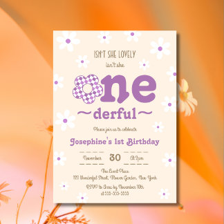 Retro-Blume ist nicht 1. Geburtstag Einladung
