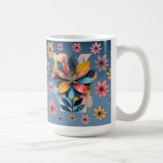 Retro Blume Kaffee Tasse 15oz