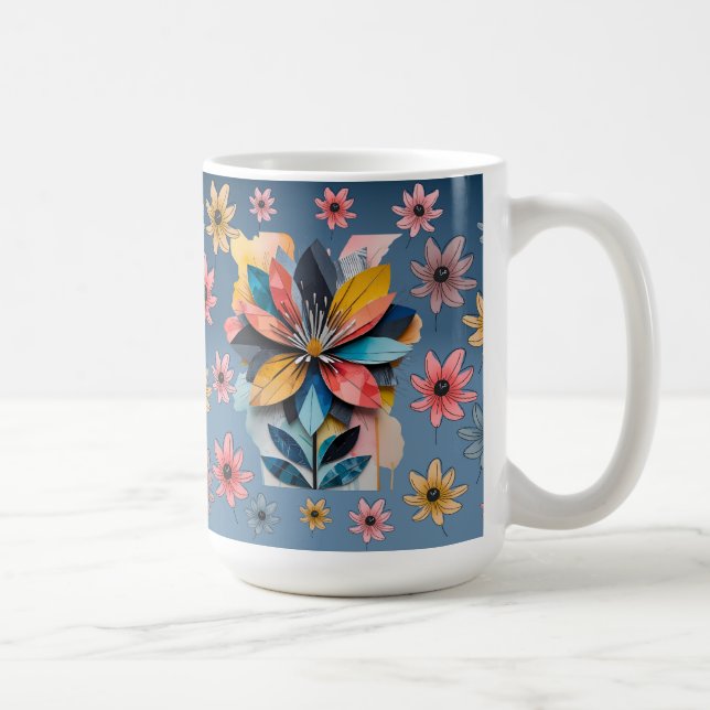Retro Blume Kaffee Tasse 15oz (Rechts)