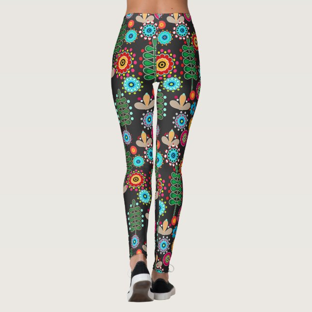 Retro, Blume Leggings (Rückseite)