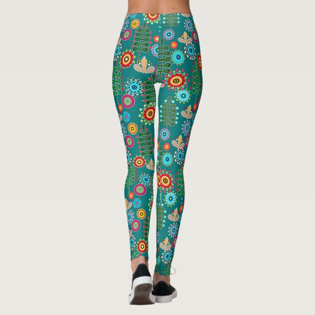Retro, Blume Leggings (Rückseite)